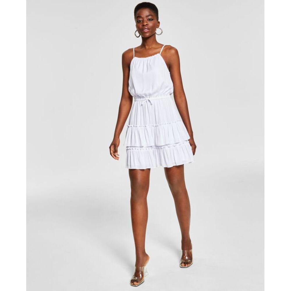 Women's Round-Neck Sleeveless Tier Mini Dress